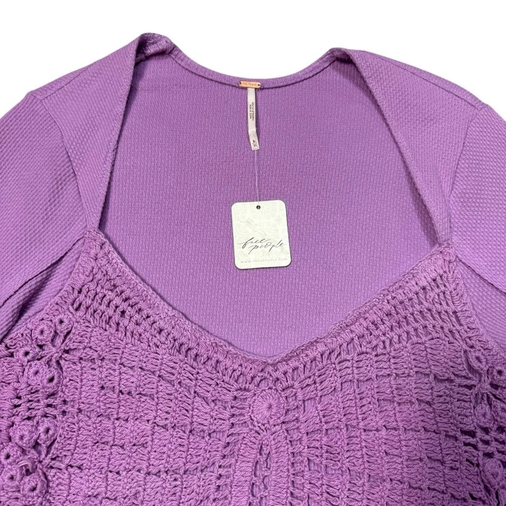 NWT New $98 Free People Butterfly Dreams Purple Top Size M